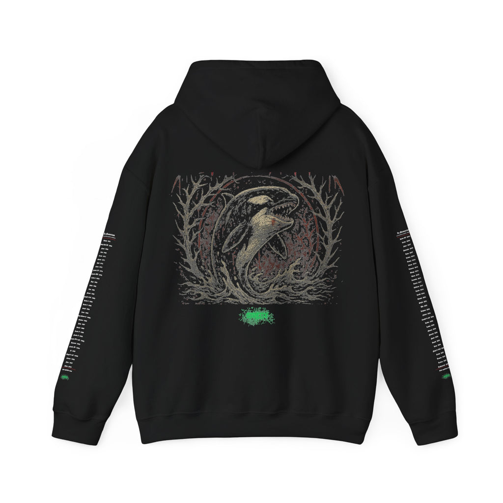Freedom Means Death – Save The Orcas Hoodie | In Memoriam Sleeves | by Stretty