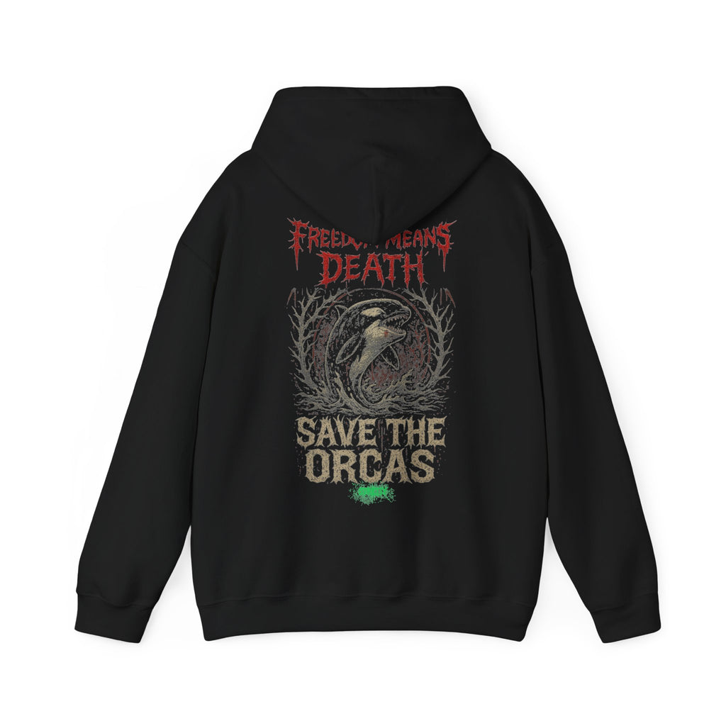 Freedom Means Death – Orca Back Print Hoodie | by Stretty
