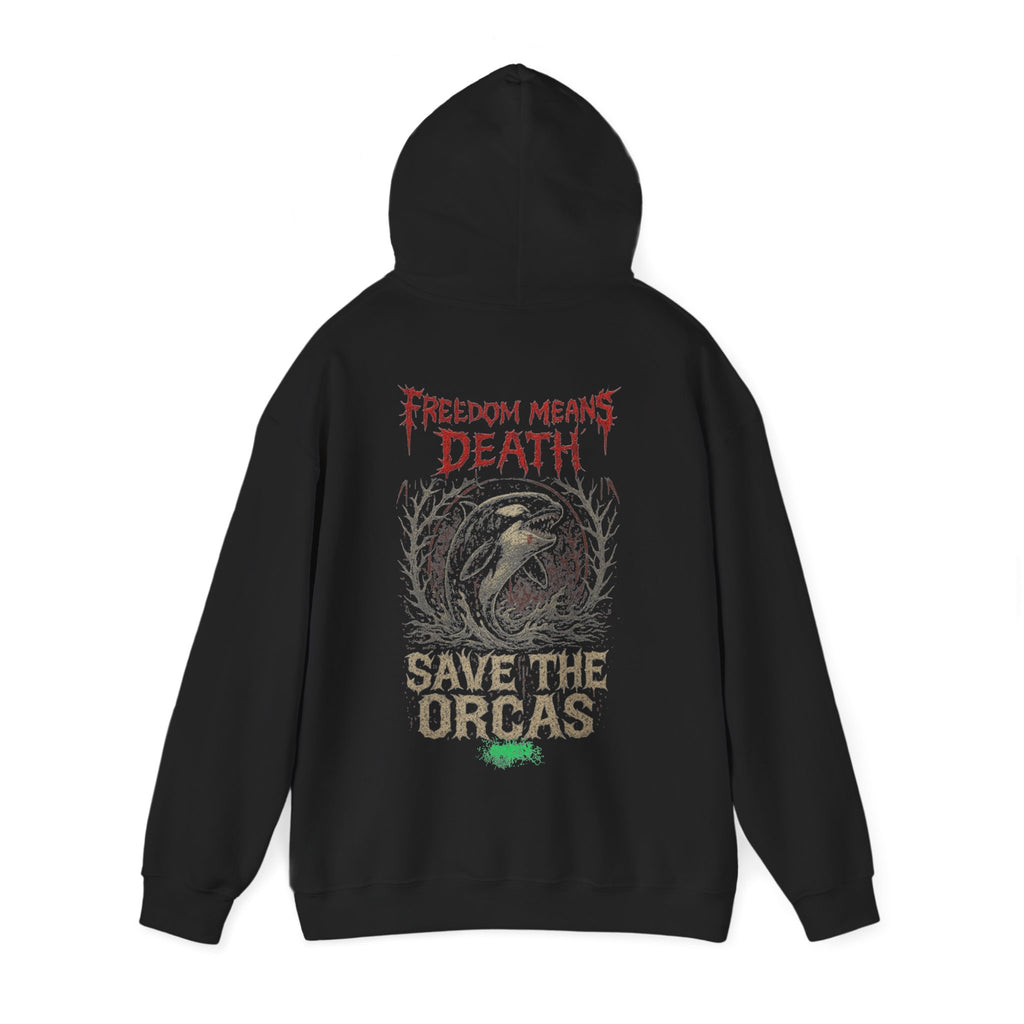 Freedom Means Death – Orca Back Print Hoodie | by Stretty